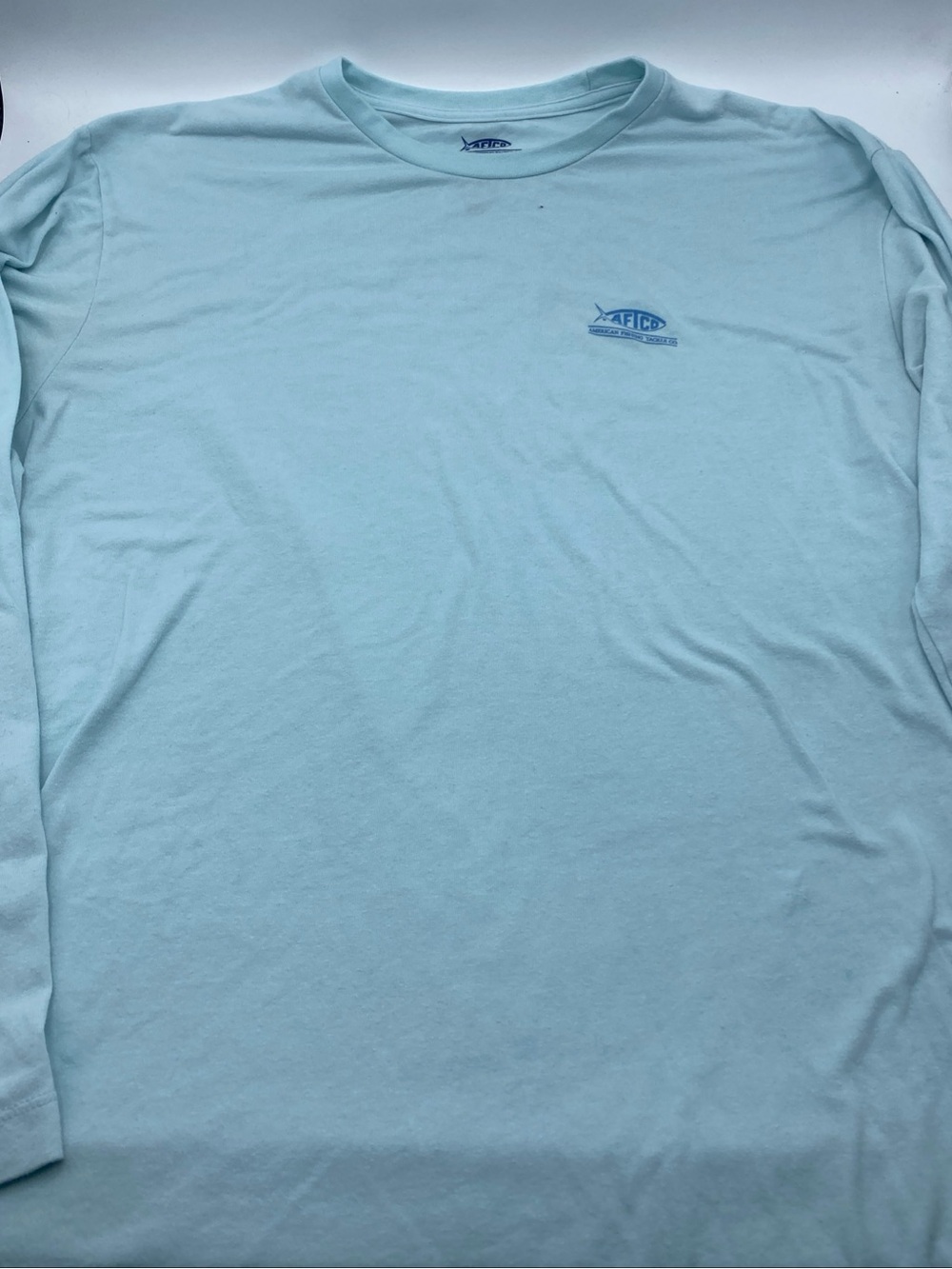 AFTCO Shirt Mens Long Sleeve Fishing Tee Aqua Marlon American Fishing Tackle